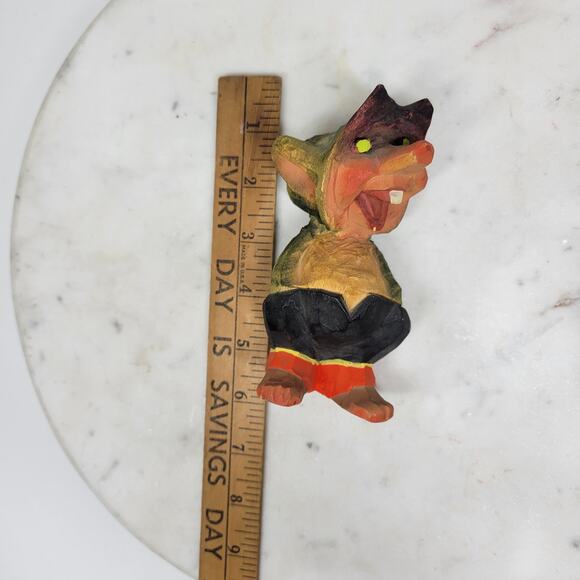 Henning Norway Hand Carved Troll Figurine Signed Vintage Wood Folk Art 7520 - Picture 11 of 11